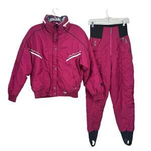 Tyrolia by Head VTG Skiwear Women’s 2 PC SZ 8 Apres 80s Y2K Purple Fleece Snow